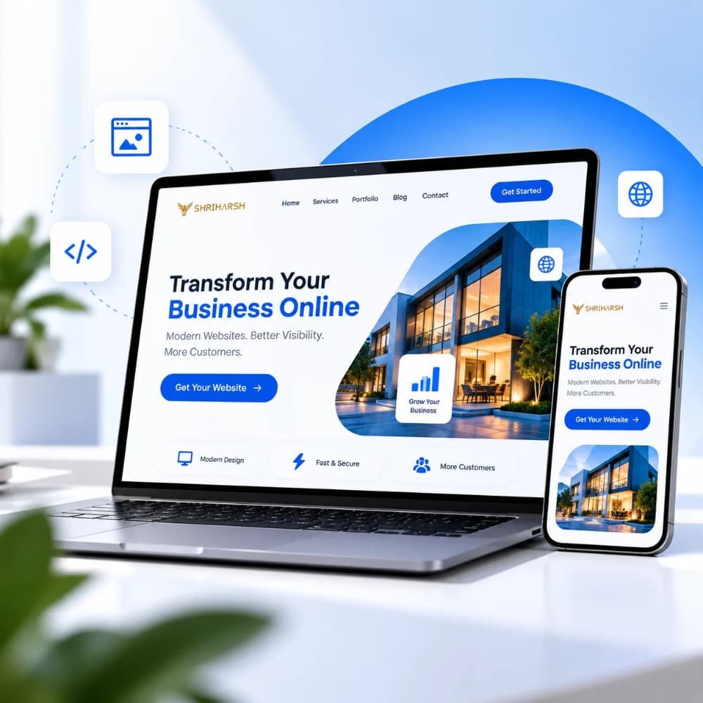 Shriharsh professional website design and development for businesses with responsive desktop and mobile layouts